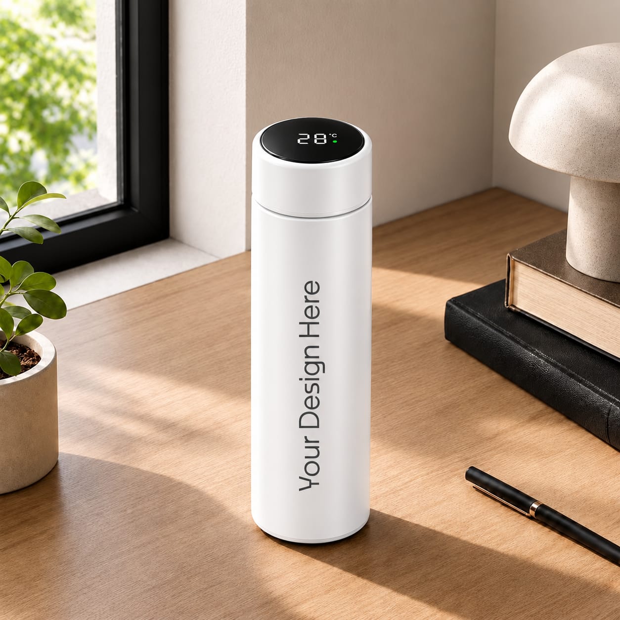 White Temprature Bottle with LED Display